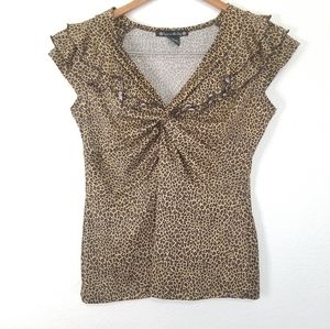 Women's Short Sleeve Cheetah Top Size LARGE